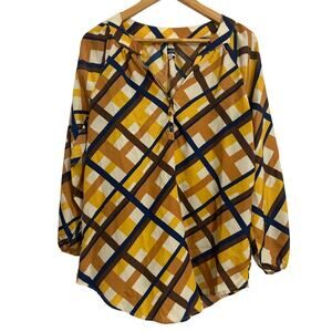 Mud Pie Long Sleeve Tunic Top Women's Small 1970 Retro Style